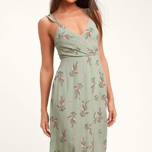 Sage Green floral Midi dress
